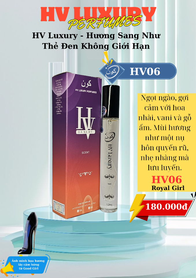 HV06 by HV Luxury - Nét quyến rũ ngọt ngào, mùi hương lấy cảm hứng từ Good Girl(mẫu mới)-duoc-ban-tai-HV LUXURY PERFUMES
