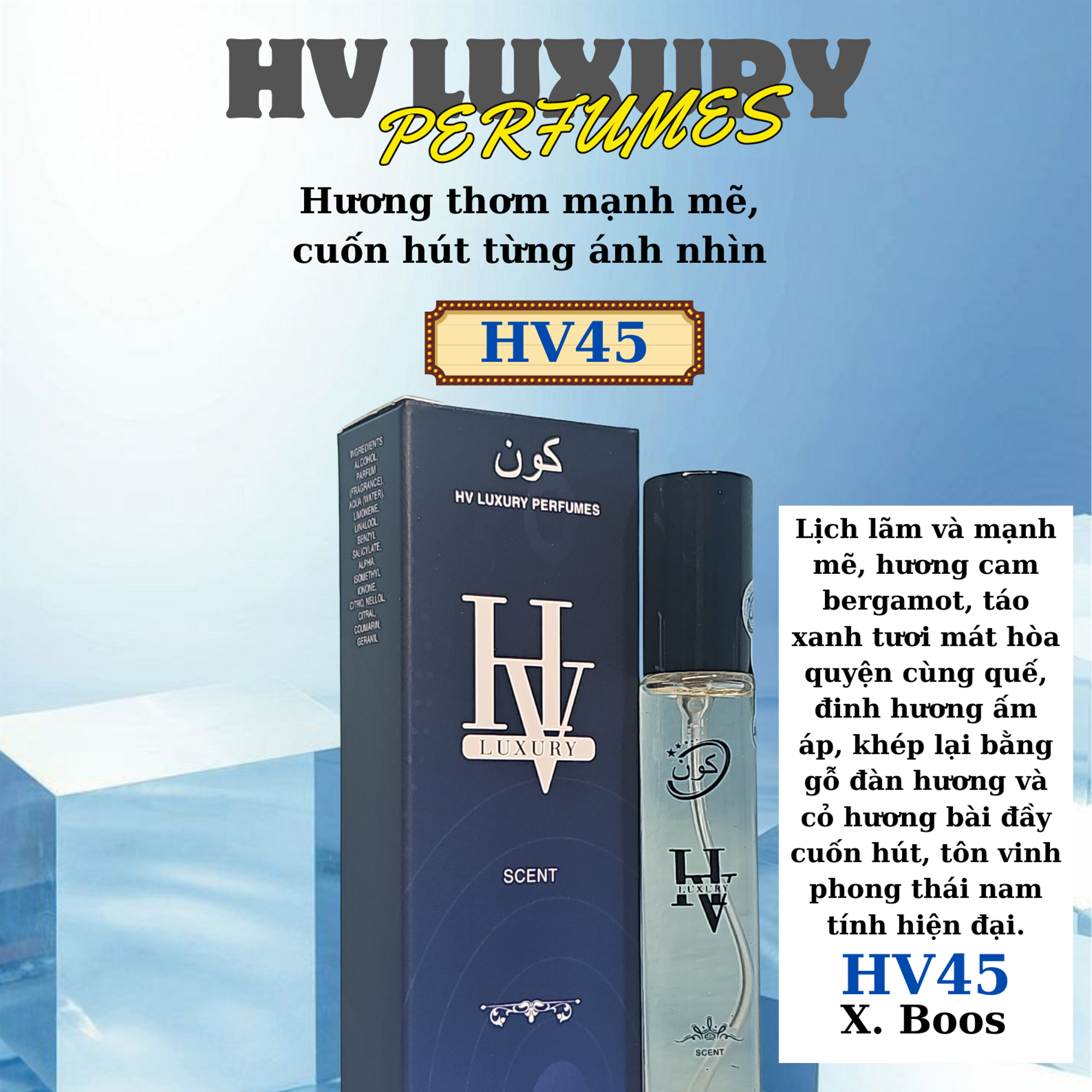 HV45 by HV LUXURY- Nam tính – Bản lĩnh – Quyến rũ tựa Hugo Boss (mẫu mới)-duoc-ban-tai-HV LUXURY PERFUMES
