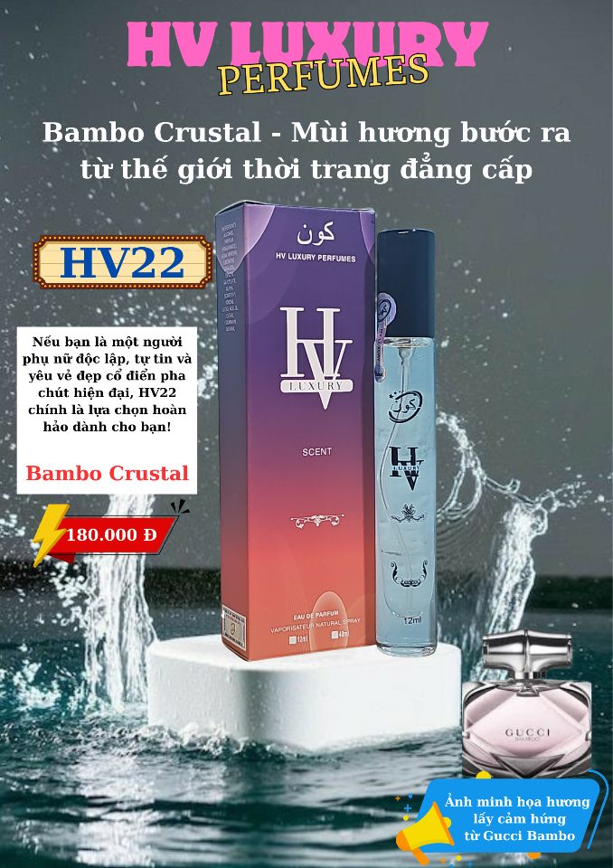 HV22 by HV Luxury - Gợi Cảm Nhẹ Nhàng, Lưu Luyến Tinh Tế tựa Gucci Bambo(mẫu mới)-duoc-ban-tai-HV LUXURY PERFUMES
