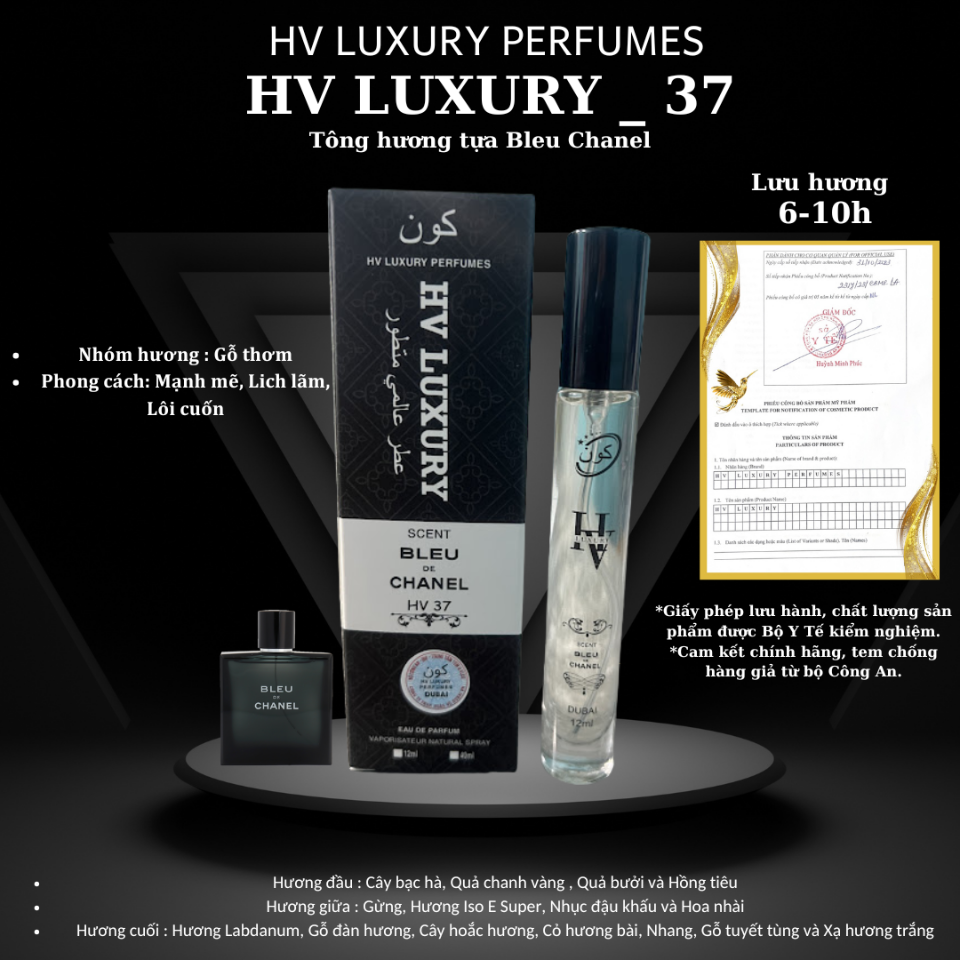 HV37◇Nước Hoa Nam HV LUXURY☆Dubai☆ lấy cảm hứng tựa Bleu Chanel-duoc-ban-tai-HV LUXURY PERFUMES
