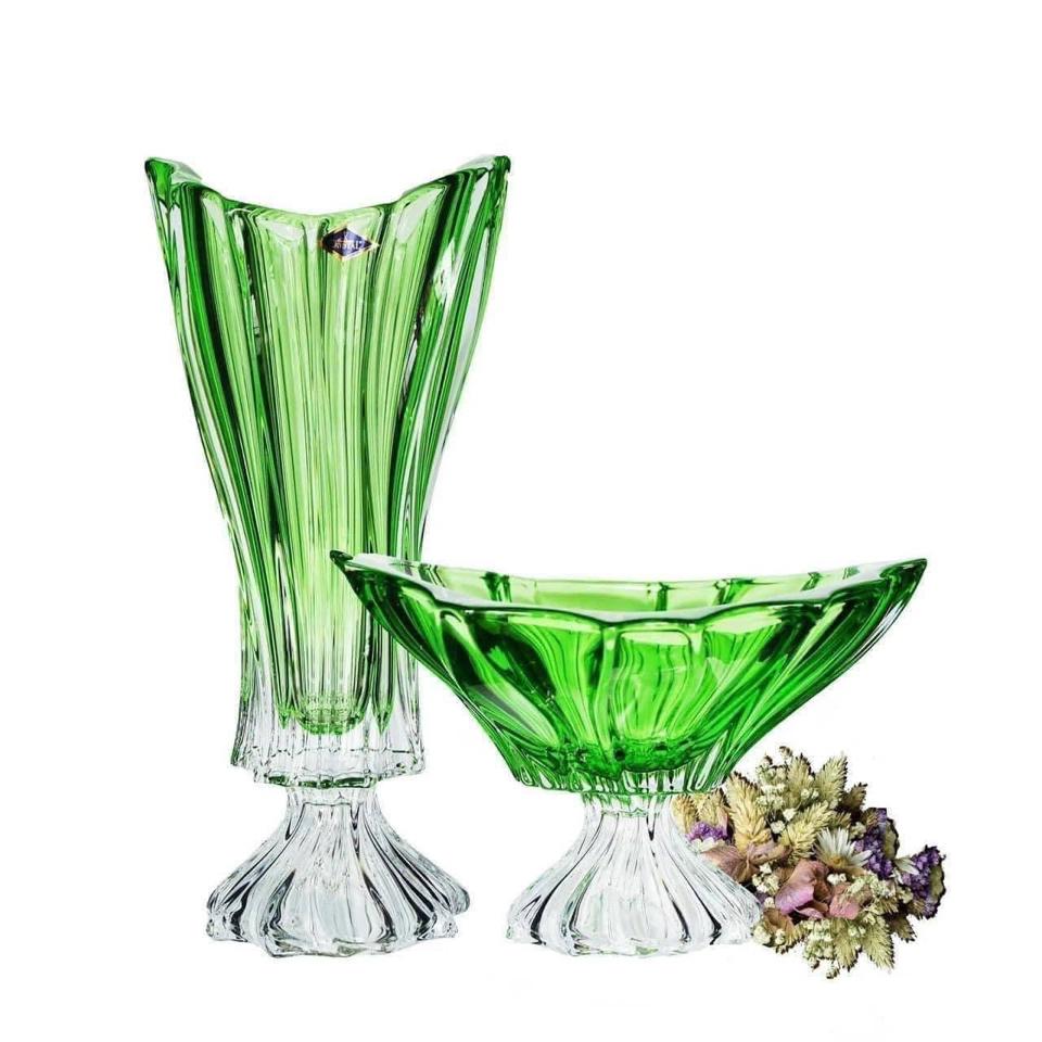 #134 Lọ hoa phale chân đế Bohemia Plantica, Chiều cao 40cm, miệng 18cm và  Tô phale chân đế Bohemia Plantica, miệng 32cm-duoc-ban-tai-Công Ty Cổ Phần Xinh Home