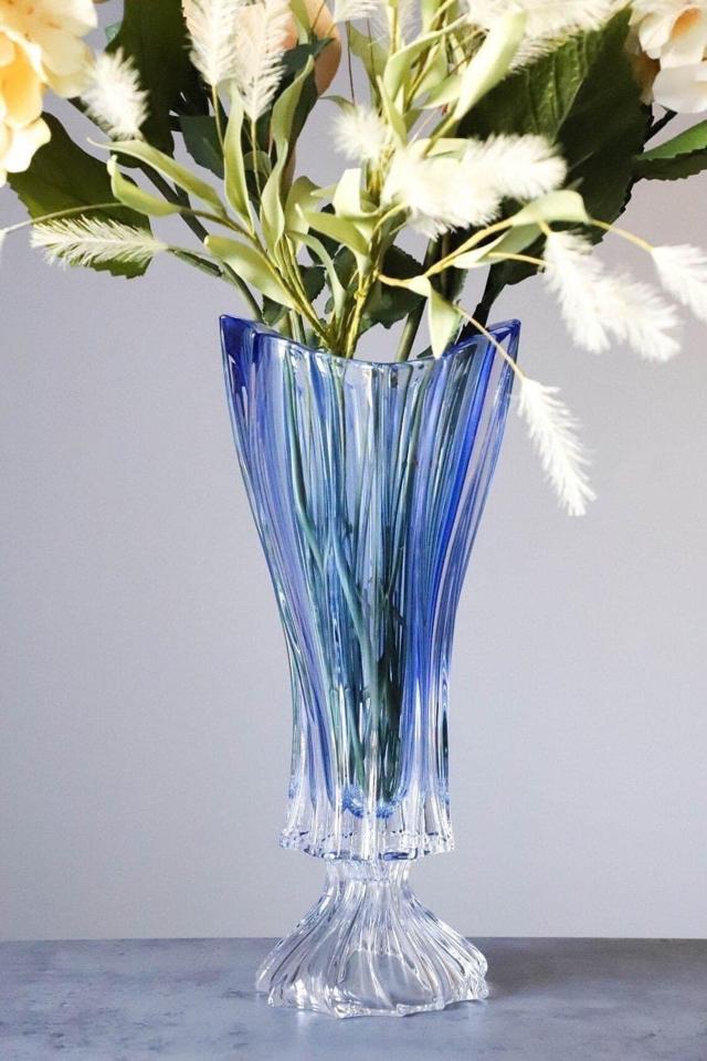 #134 Lọ hoa phale chân đế Bohemia Plantica, Chiều cao 40cm, miệng 18cm và  Tô phale chân đế Bohemia Plantica, miệng 32cm-duoc-ban-tai-Công Ty Cổ Phần Xinh Home