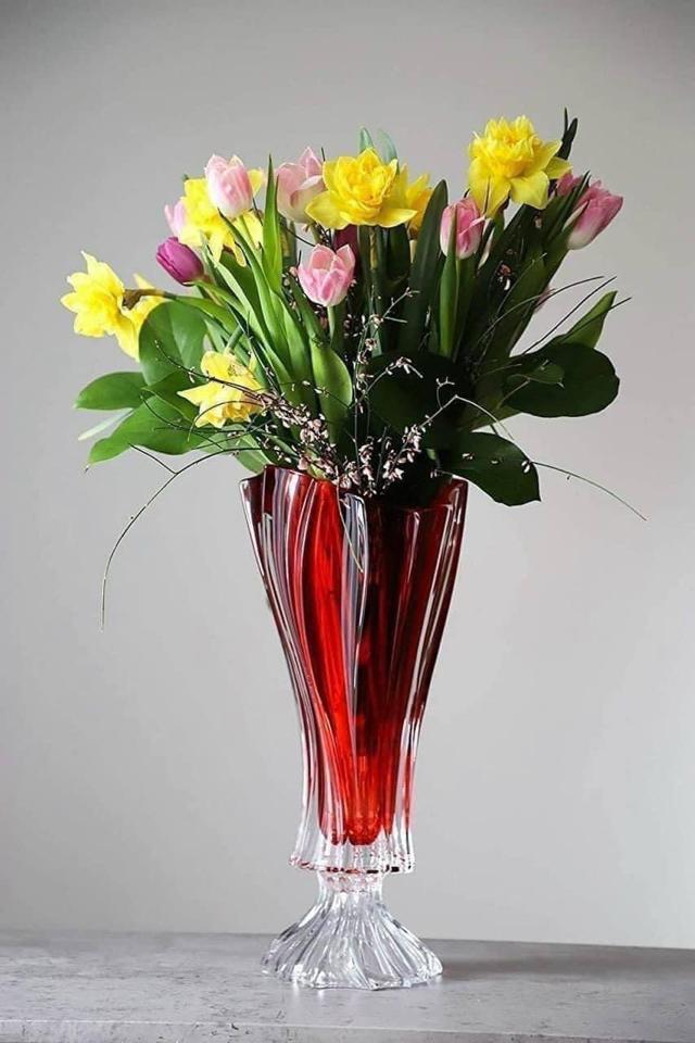 #134 Lọ hoa phale chân đế Bohemia Plantica, Chiều cao 40cm, miệng 18cm và  Tô phale chân đế Bohemia Plantica, miệng 32cm-duoc-ban-tai-Công Ty Cổ Phần Xinh Home