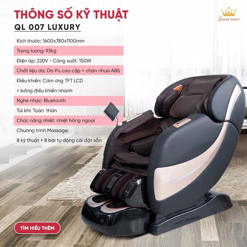 [Giảm 63%] Ghế massage Queen Crown QL 007 Luxury mẫu mới 2024 - 4D+ Đo huyết áp, nhịp tim, sạc không dây-duoc-ban-tai-Công Ty Cổ Phần Xinh Home