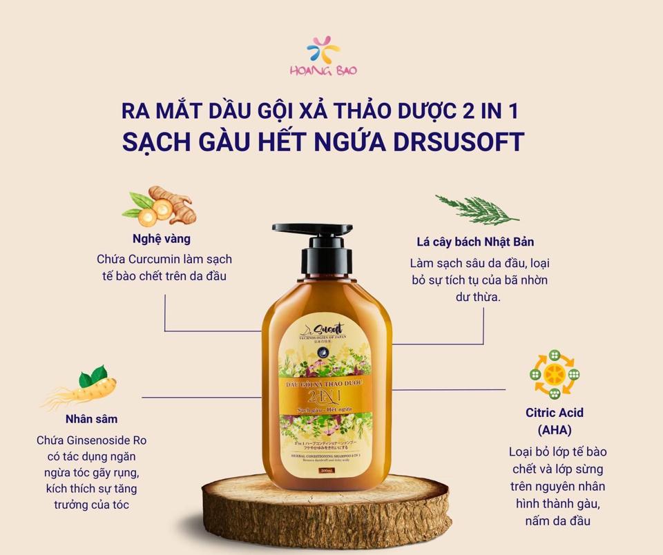 DẦU GỘI XẢ THẢO DƯỢC 2 TRONG 1 SẠCH GÀU HẾT NGỨA DRSUSOFT-duoc-ban-tai-DPHTPharma