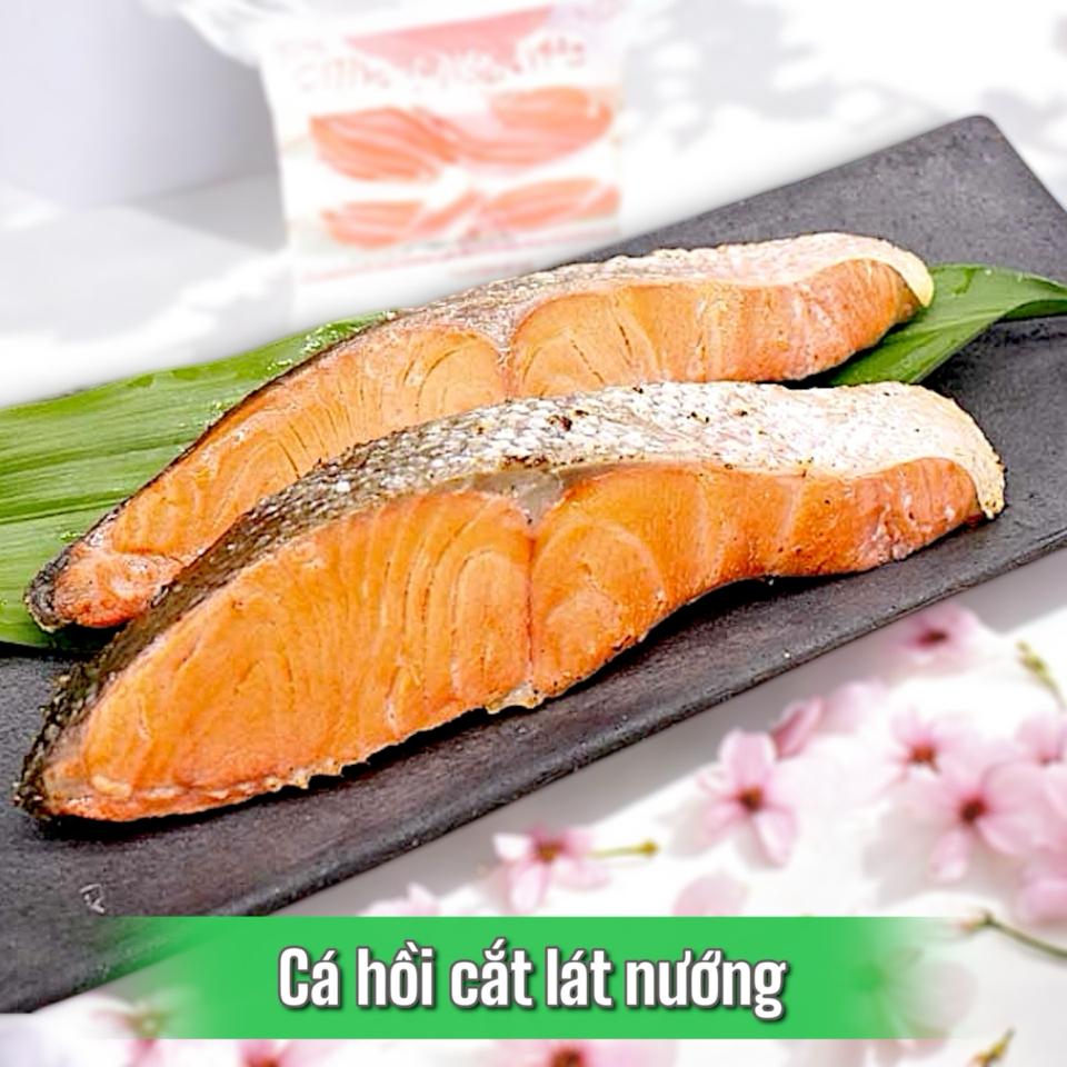 Cá hồi cắt lát nướng -duoc-ban-tai-Thực Phẩm Đông Hải