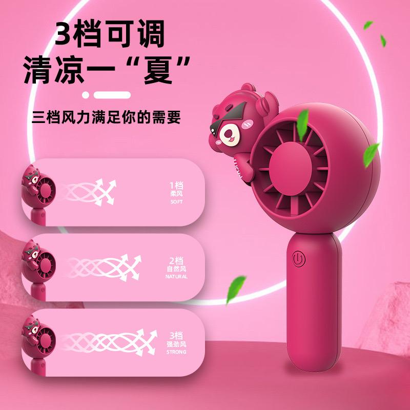 Quạt cầm tay gấu dâu -duoc-ban-tai-Hà thuyên gia dụng 