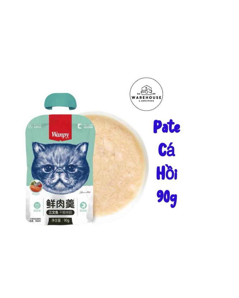 Wanpy - Pate cho Mèo vị Cá Hồi nắp vặn 90g ( Màu Xanh Lá )-duoc-ban-tai-AAN PETFOOD WAREHOUSE