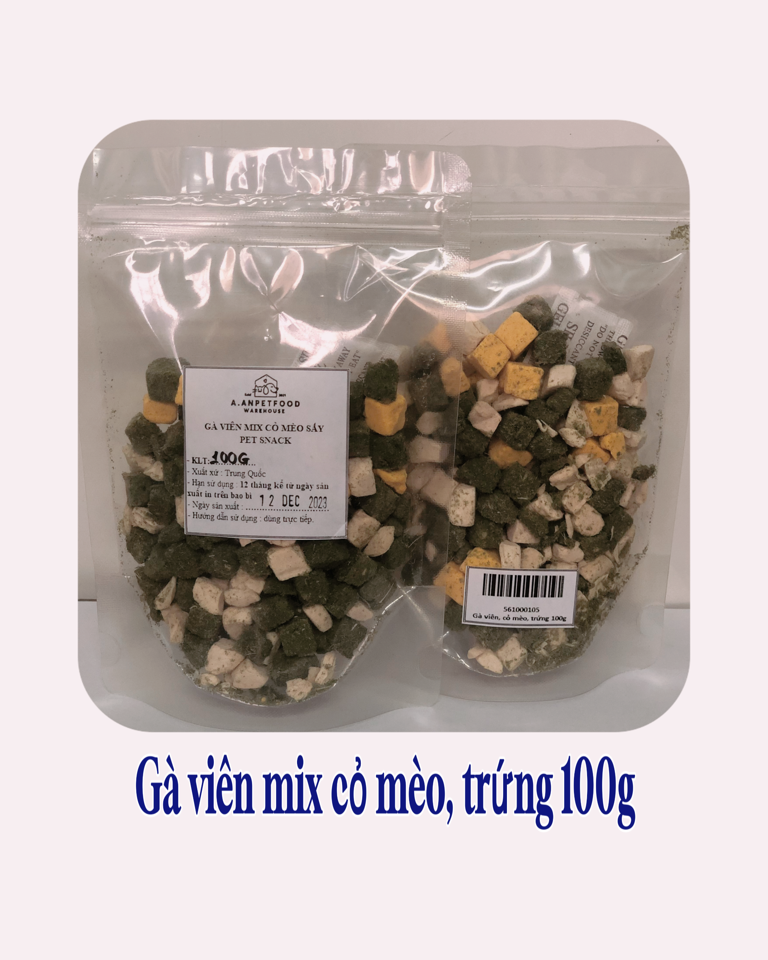 AAN - Hỗn hợp gà viên, trứng mix cỏ mèo 100g-duoc-ban-tai-AAN PETFOOD WAREHOUSE