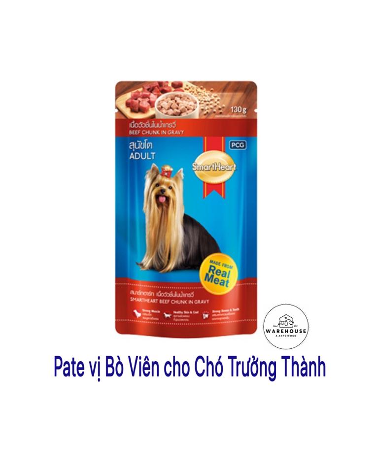 SmartHeart - Pate cho Chó vị Bò Viên Nấu Xốt Gói 130g-duoc-ban-tai-AAN PETFOOD WAREHOUSE