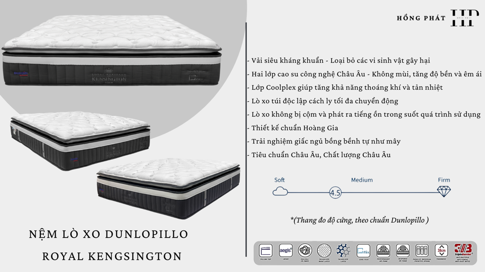 Lò xo Dunlopillo Royal Kensington-duoc-ban-tai-CỬA HÀNG NỆM HỒNG PHÁT