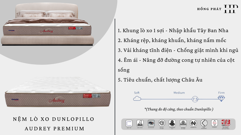 Dunlopillo Audrey Premium-duoc-ban-tai-CỬA HÀNG NỆM HỒNG PHÁT