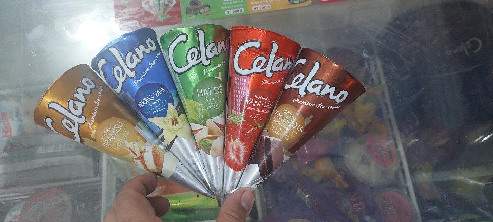 Kem ốc quế celano dâu - socola - vani - hạt dẻ - caramen-duoc-ban-tai-A Béo Quán