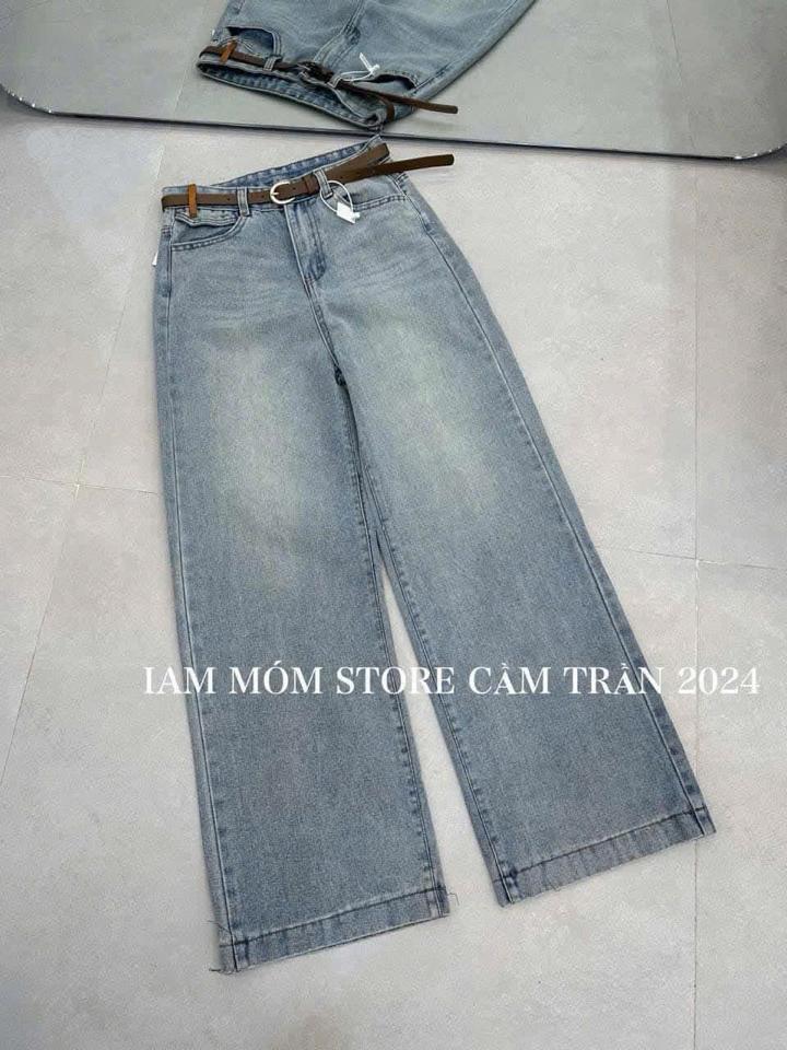 Jean suông xanh trơn nắp 3396-duoc-ban-tai-Kho sỉ quần áo