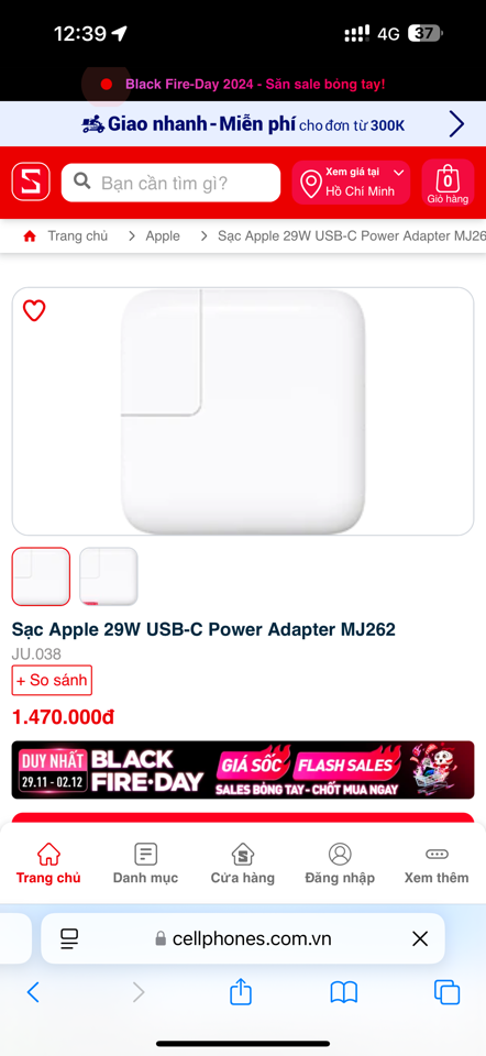 Củ sạc Macbook 29W Zin máy 99%. TVY-duoc-ban-tai-ĐTDĐ TOÀN QUỐC 2