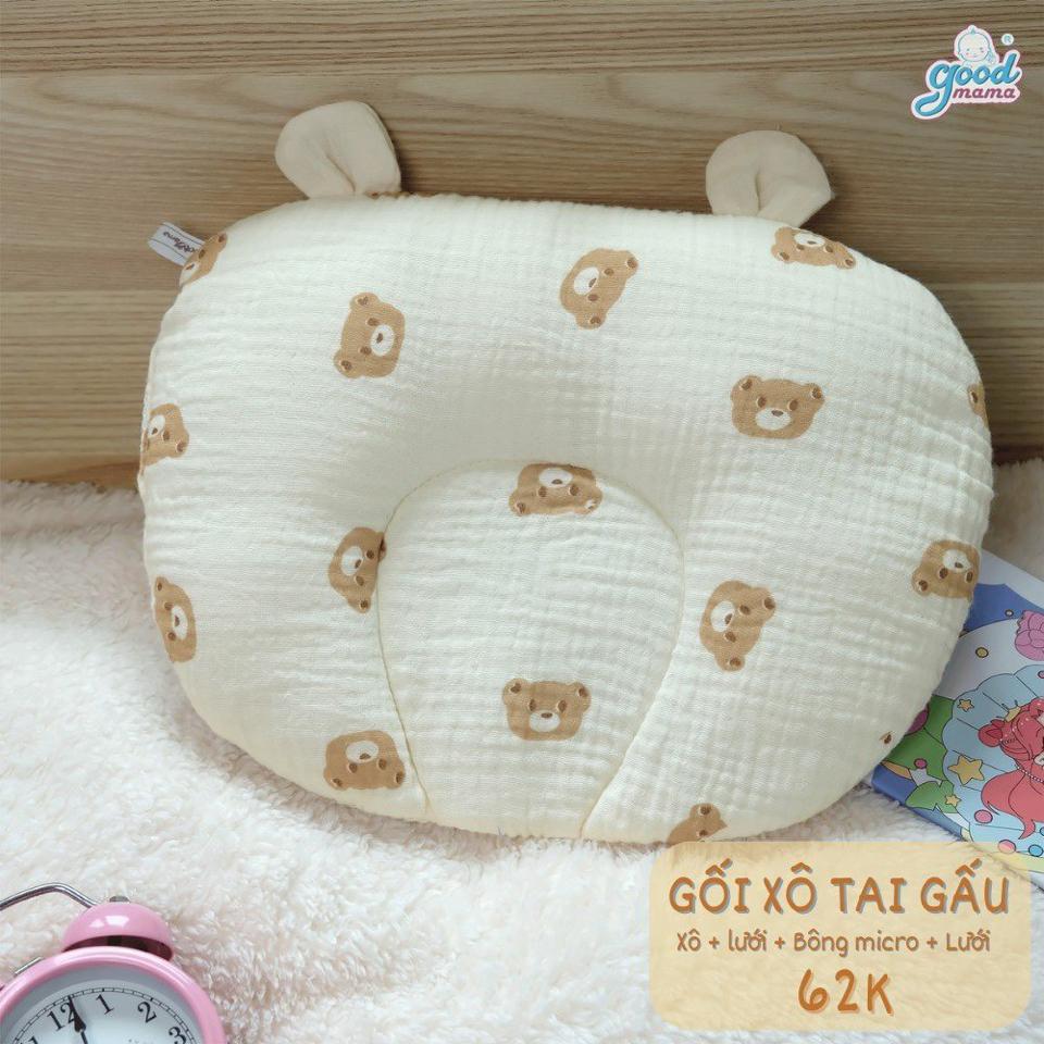  Gối Xô musslin tai gấu -duoc-ban-tai-Shop Mẹ và Bé Thuỳ Dương