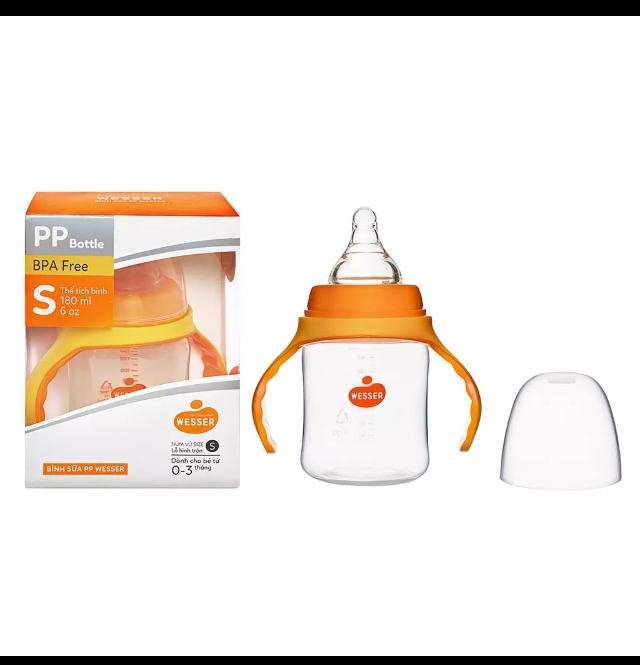 Bình sữa tay cầm cổ rộng  wesser pp 180ml-duoc-ban-tai-Shop Mẹ và Bé Thuỳ Dương