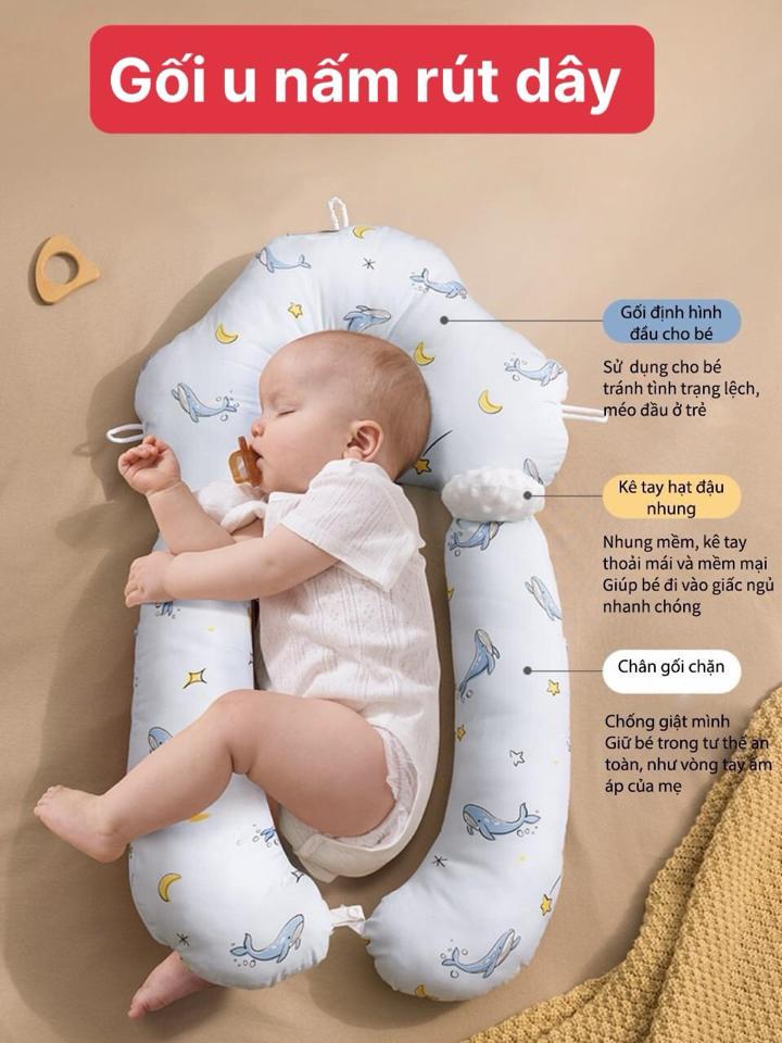 Gối U nấm , điều chỉnh gối đầu bằng dây rút -duoc-ban-tai-Shop Mẹ và Bé Thuỳ Dương