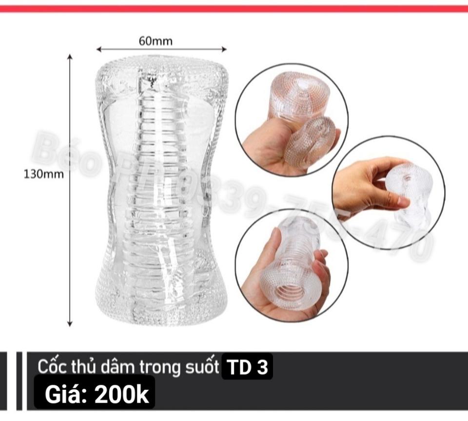 Cốc Thủ Dâm Trong Suốt TD3 (2 Đầu)-duoc-ban-tai-Beo Popper USA