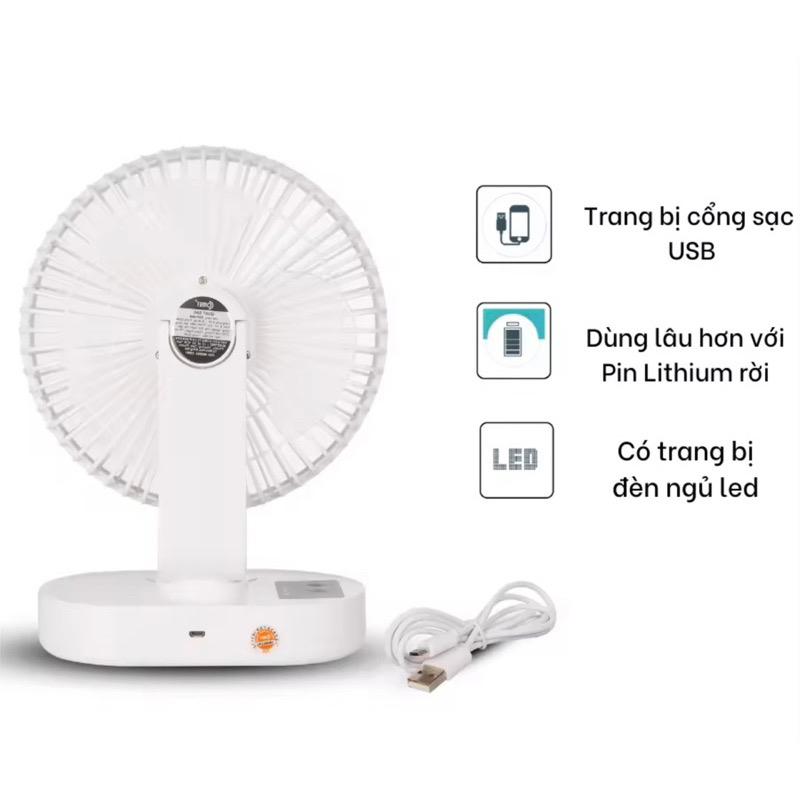 Quạt Sạc Tích Điện Có Đèn Led Comet CRF1406 Pin Lithium, 1500mAh Hàng Chính Hãng-duoc-ban-tai-2TShop.Dealgiatot
