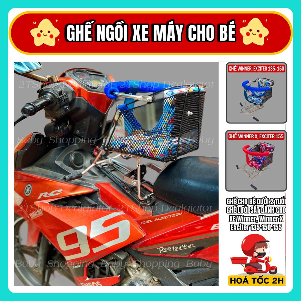 Ghế Ngồi Xe Máy Cho Bé Dưới 2 Tuổi Có Tựa Lưng - Ghế Lưới Sắt Dành Cho Xe Exciter(135-150-155), Winner, Winner X, Satria, Raider..-duoc-ban-tai-2TShop.Dealgiatot