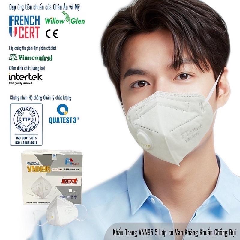 Khẩu Trang N95 Có Van Chính Hãng PT Mask - 5 Lớp Kháng Khuẩn Hộp 10 Cái -duoc-ban-tai-2TShop.Dealgiatot
