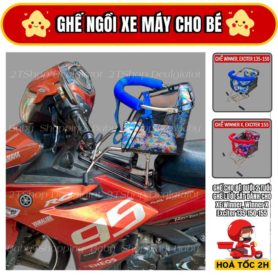 Ghế Ngồi Xe Máy Cho Bé Dưới 2 Tuổi Có Tựa Lưng - Ghế Lưới Sắt Dành Cho Xe Exciter(135-150-155), Winner, Winner X, Satria, Raider..-duoc-ban-tai-2TShop.Dealgiatot