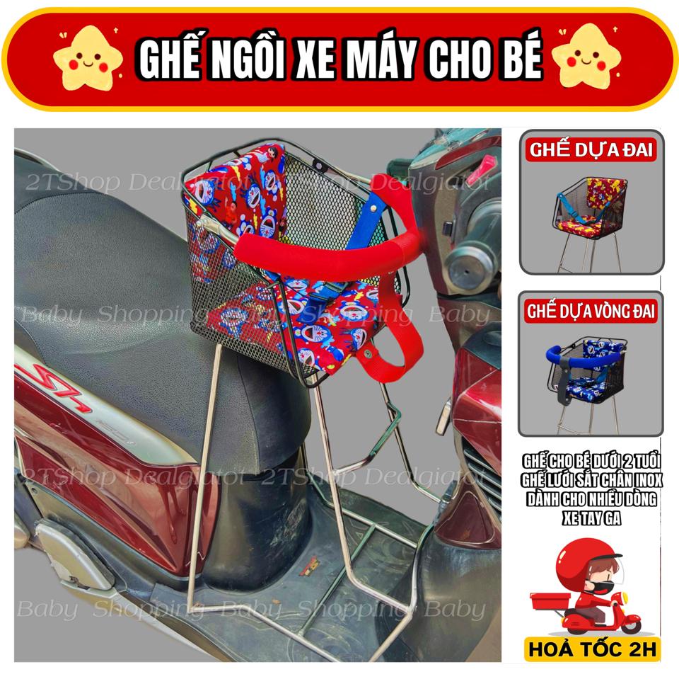 Ghế Ngồi Xe Máy Cho Bé Dưới 2 Tuổi Có Tựa Lưng - Ghế Lưới Sắt Chân Inox Dành Cho Nhiều Dòng Xe Tay Ga Khác Nhau-duoc-ban-tai-2TShop.Dealgiatot