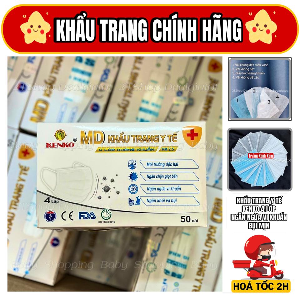 Khẩu Trang Y Tế Chính Hãng KENKO 4 Lớp - Hộp 50 Cái -duoc-ban-tai-2TShop.Dealgiatot