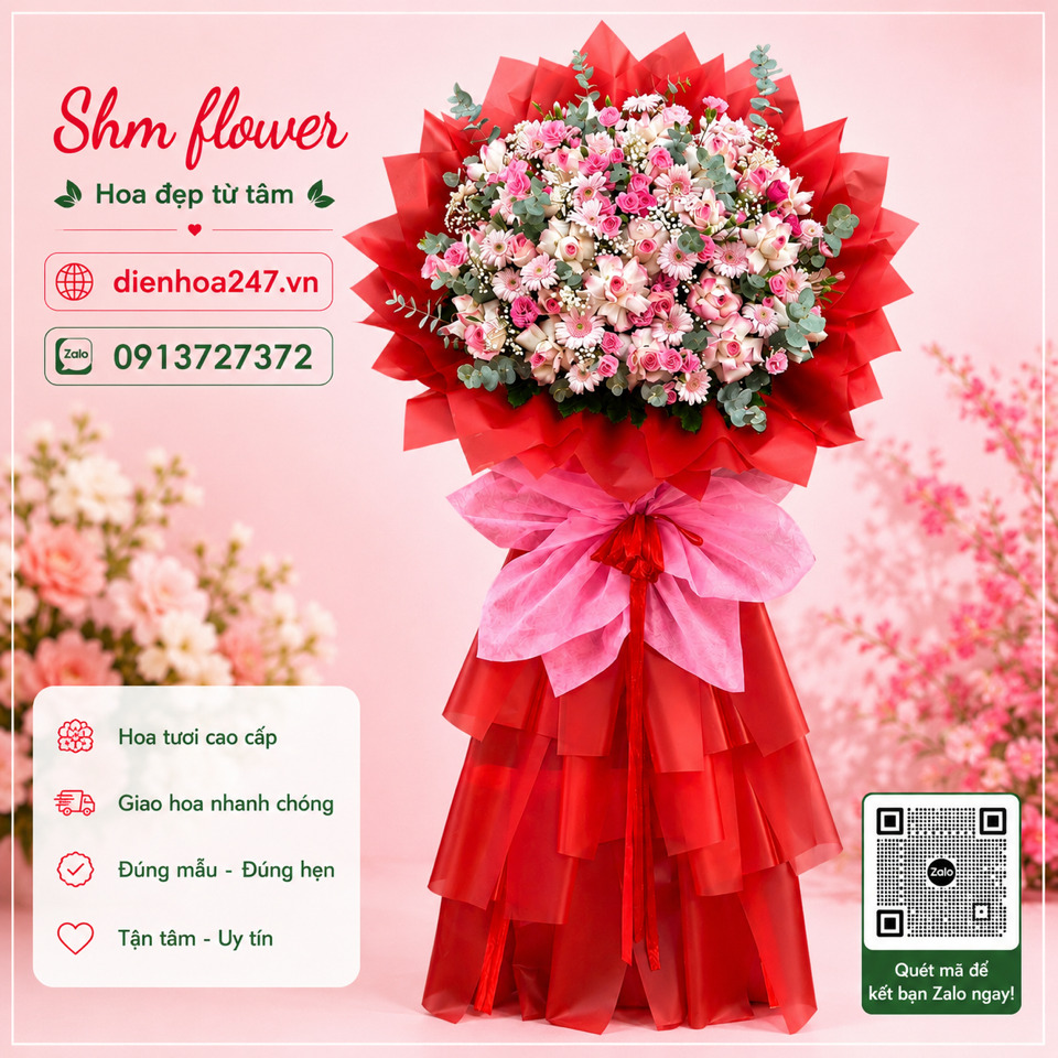 Lẵng hoa chúc mừng 02-duoc-ban-tai-Dịch vụ tặng hoa theo yêu cầu