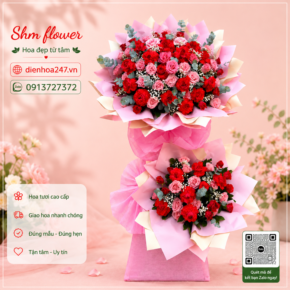 Lẵng hoa chúc mừng 05-duoc-ban-tai-Dịch vụ tặng hoa theo yêu cầu