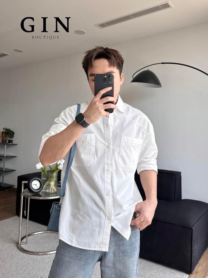 Áo sơ mi 2 túi 8013 - Trắng -duoc-ban-tai-𝗚𝗜𝗡 𝗕𝗢𝗨𝗧𝗜𝗤𝗨𝗘