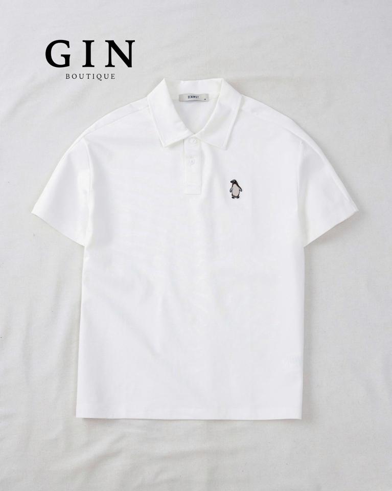 Áo polo chim cánh cụt DNST A703- Trắng-duoc-ban-tai-𝗚𝗜𝗡 𝗕𝗢𝗨𝗧𝗜𝗤𝗨𝗘