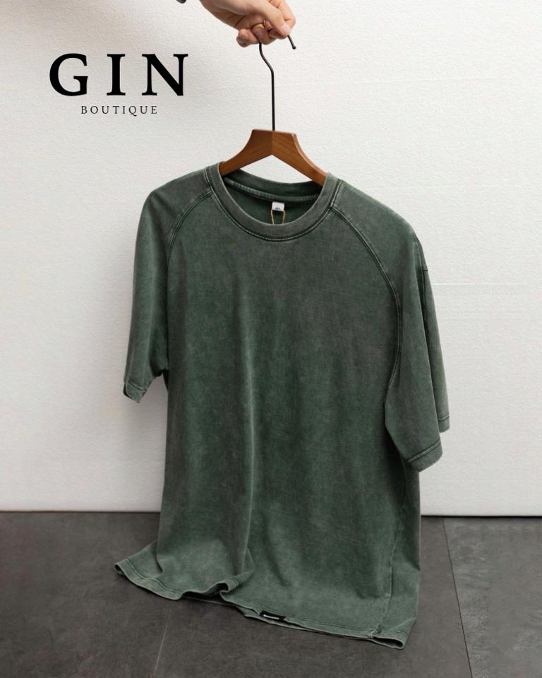 Áo thun wash acid basic DNST 407 - Rêu-duoc-ban-tai-𝗚𝗜𝗡 𝗕𝗢𝗨𝗧𝗜𝗤𝗨𝗘
