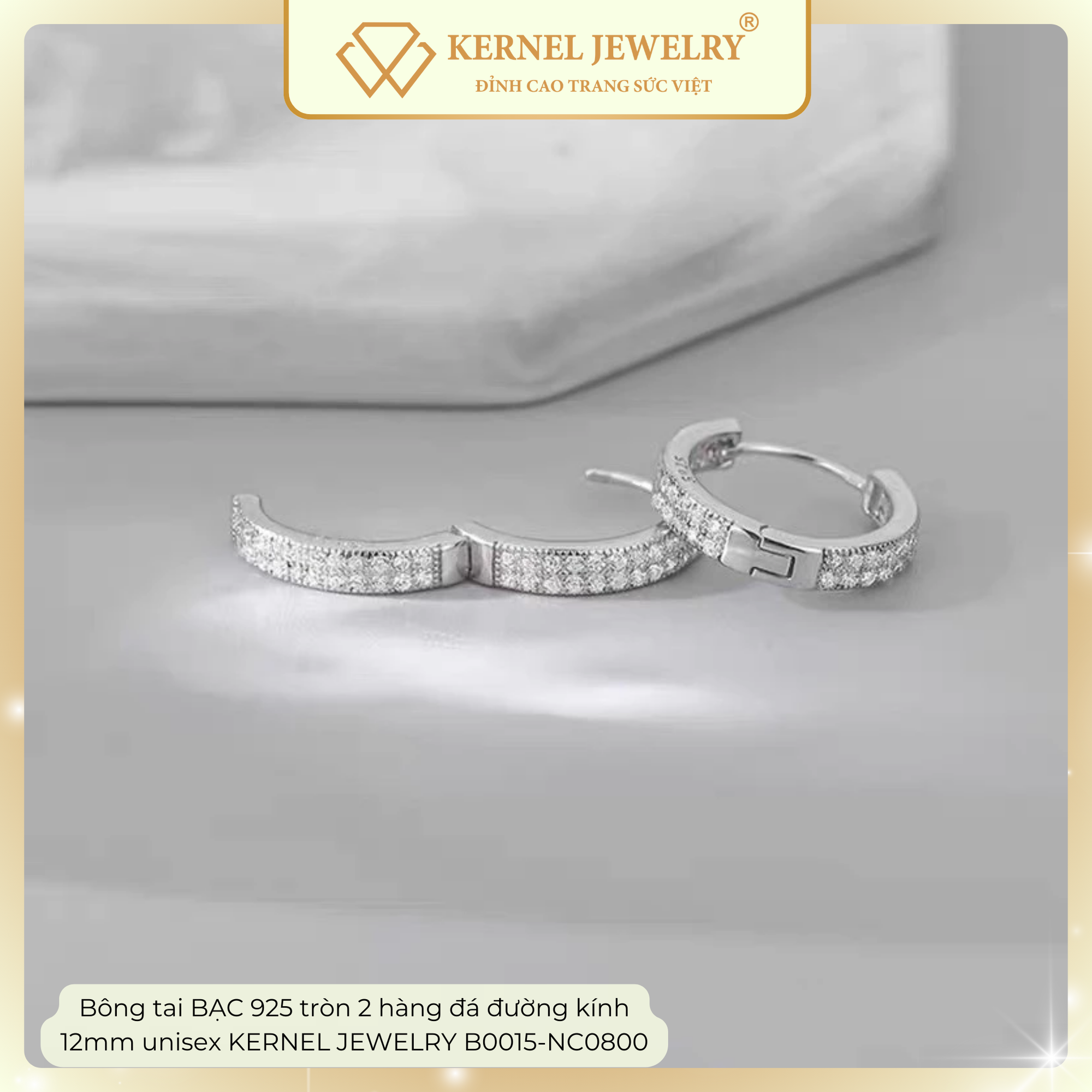 Bông tai BẠC 925 tròn 2 hàng đá bản 3ly đường kính 12mm unisex KERNEL JEWELRY B0015-NC0800-duoc-ban-tai-KERNEL JEWELRY ®️
