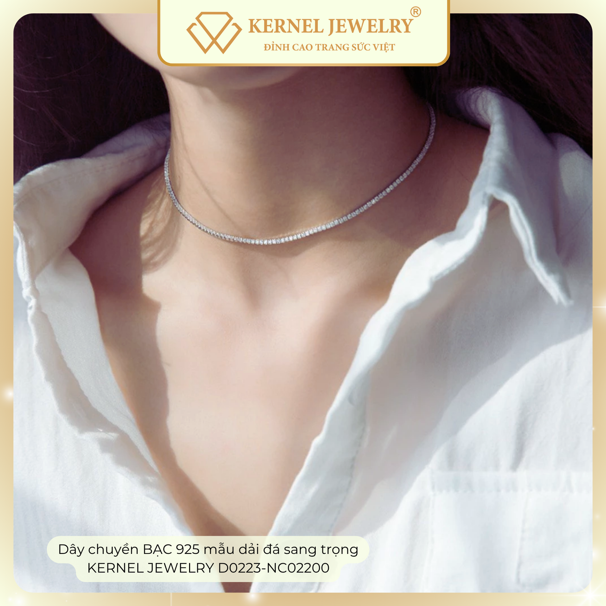 Dây chuyền BẠC 925 mẫu dải đá sang trọng KERNEL JEWELRY D0223-NC02200 42CM+5CM-duoc-ban-tai-KERNEL JEWELRY ®️