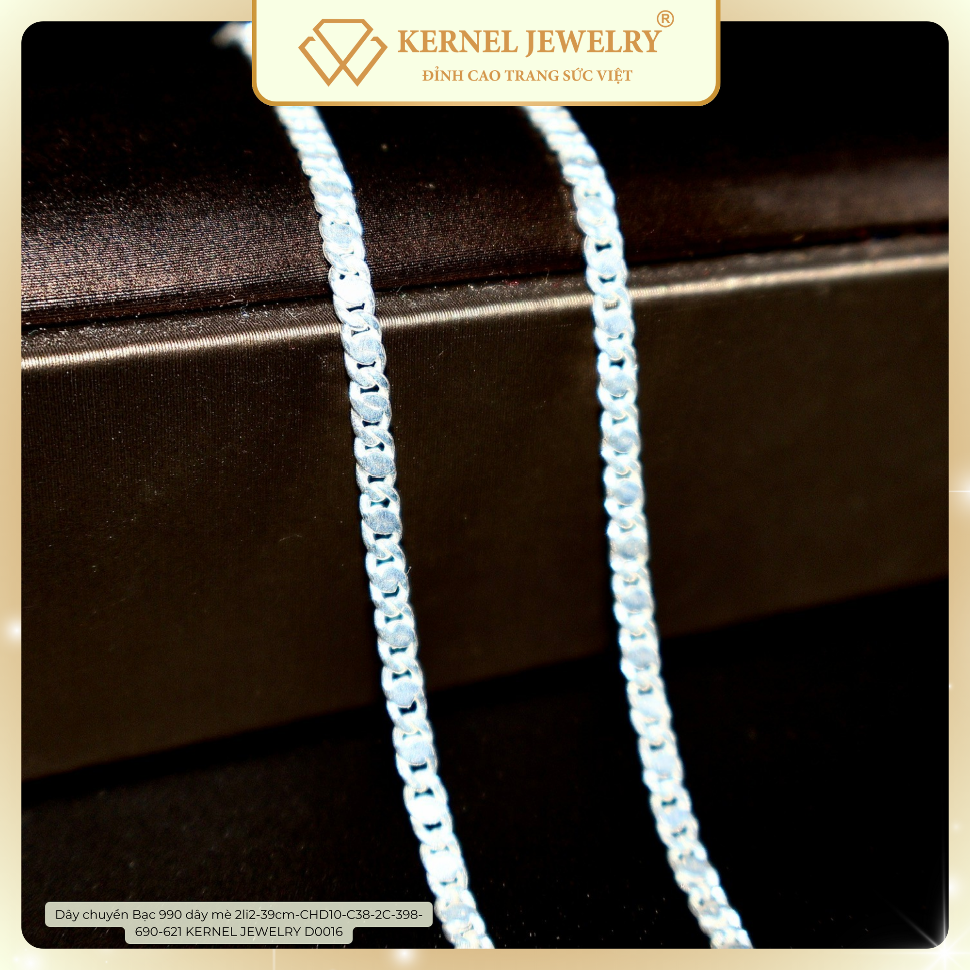 Dây chuyền Bạc 990 dây mè 2li2-39cm-CHD10-C38-2C-398-690-621 KERNEL JEWELRY D0016-duoc-ban-tai-KERNEL JEWELRY ®️