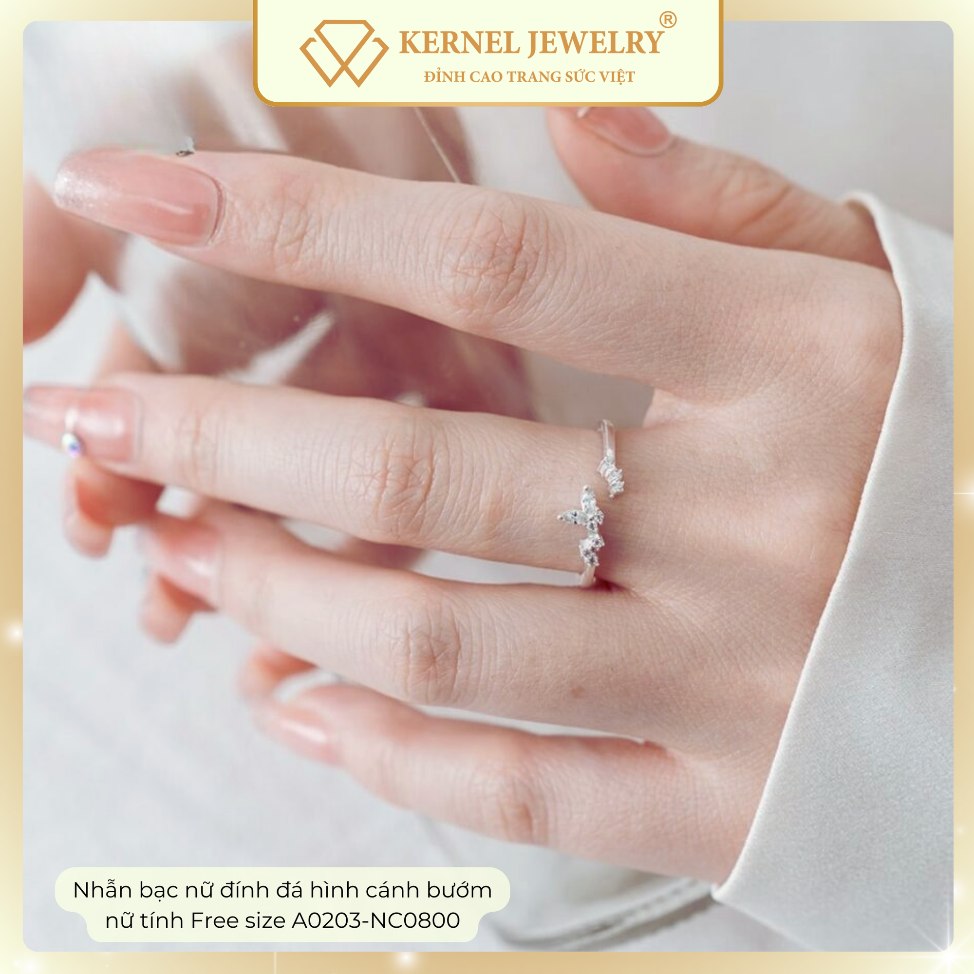 Nhẫn bạc nữ đính đá hình cánh bướm nữ tính Free size A0203-NC0800-duoc-ban-tai-KERNEL JEWELRY ®️