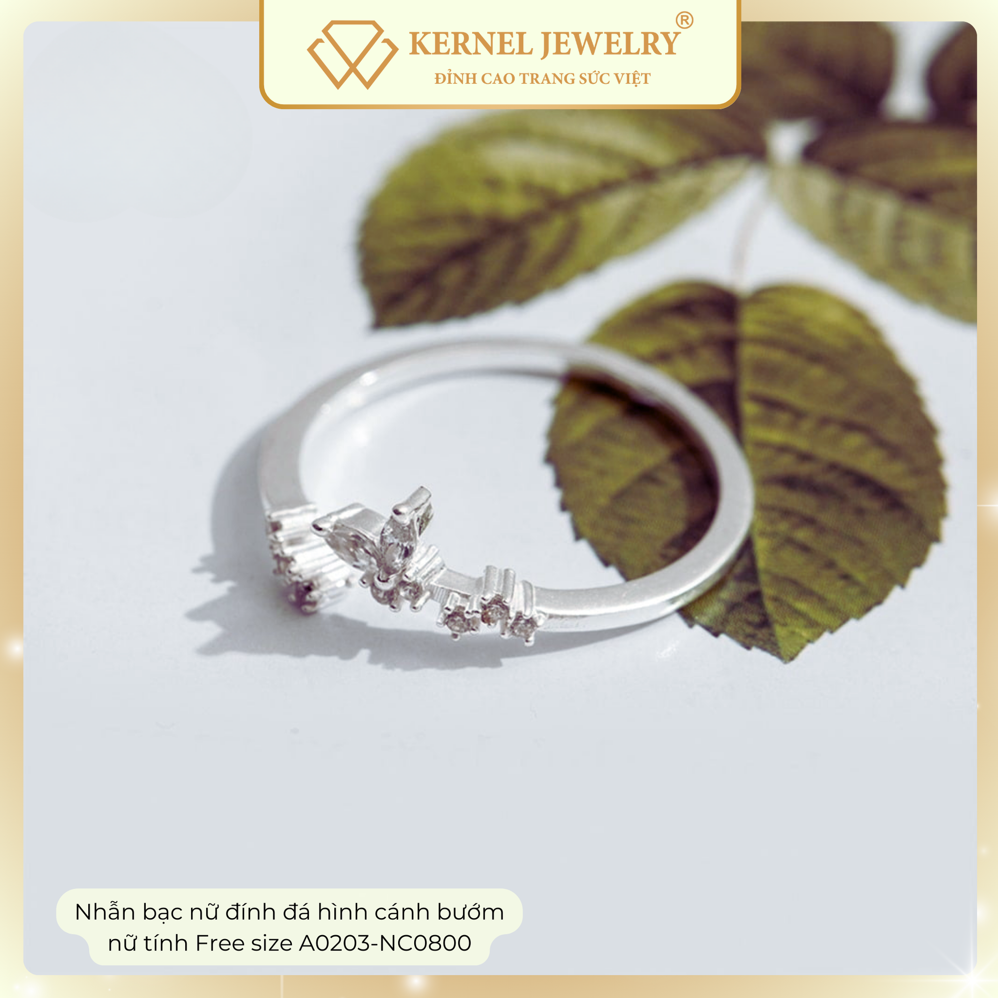 Nhẫn bạc nữ đính đá hình cánh bướm nữ tính Free size A0203-NC0800-duoc-ban-tai-KERNEL JEWELRY ®️