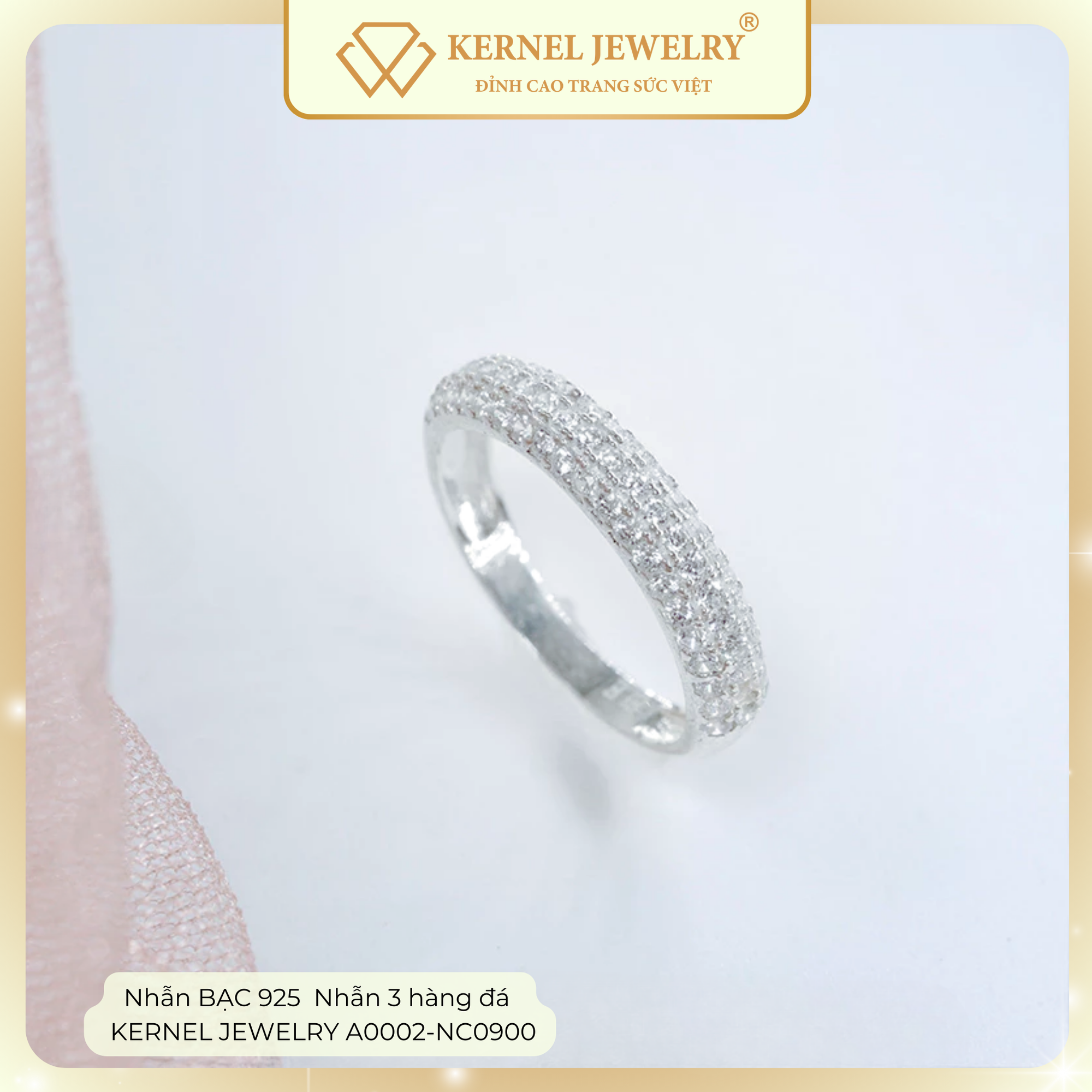Nhẫn BẠC 925  Nhẫn 3 hàng đá KERNEL JEWELRY A0002-NC0900-duoc-ban-tai-KERNEL JEWELRY ®️