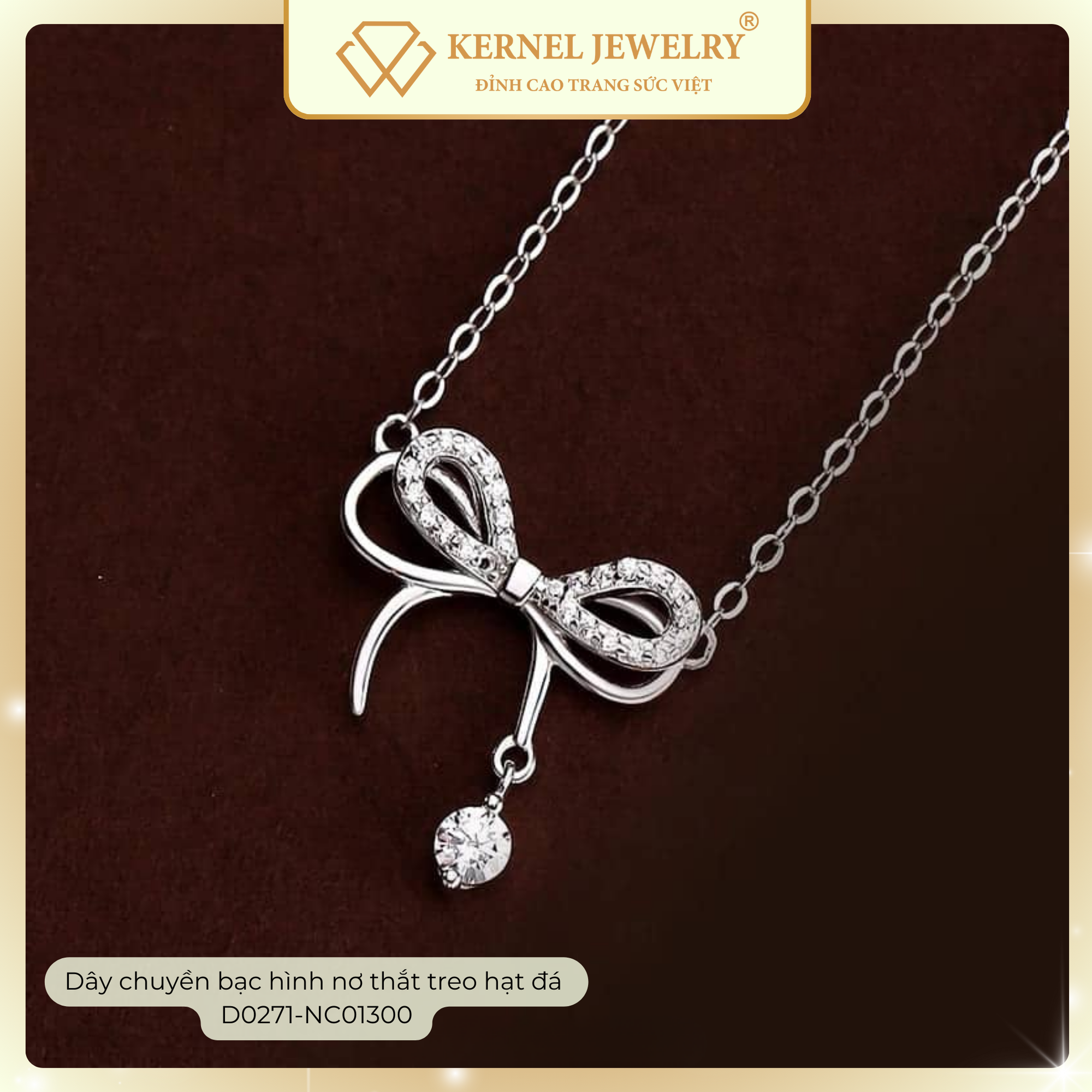 Dây chuyền bạc hình nơ thắt treo hạt đá  D0271-NC01300-duoc-ban-tai-KERNEL JEWELRY ®️