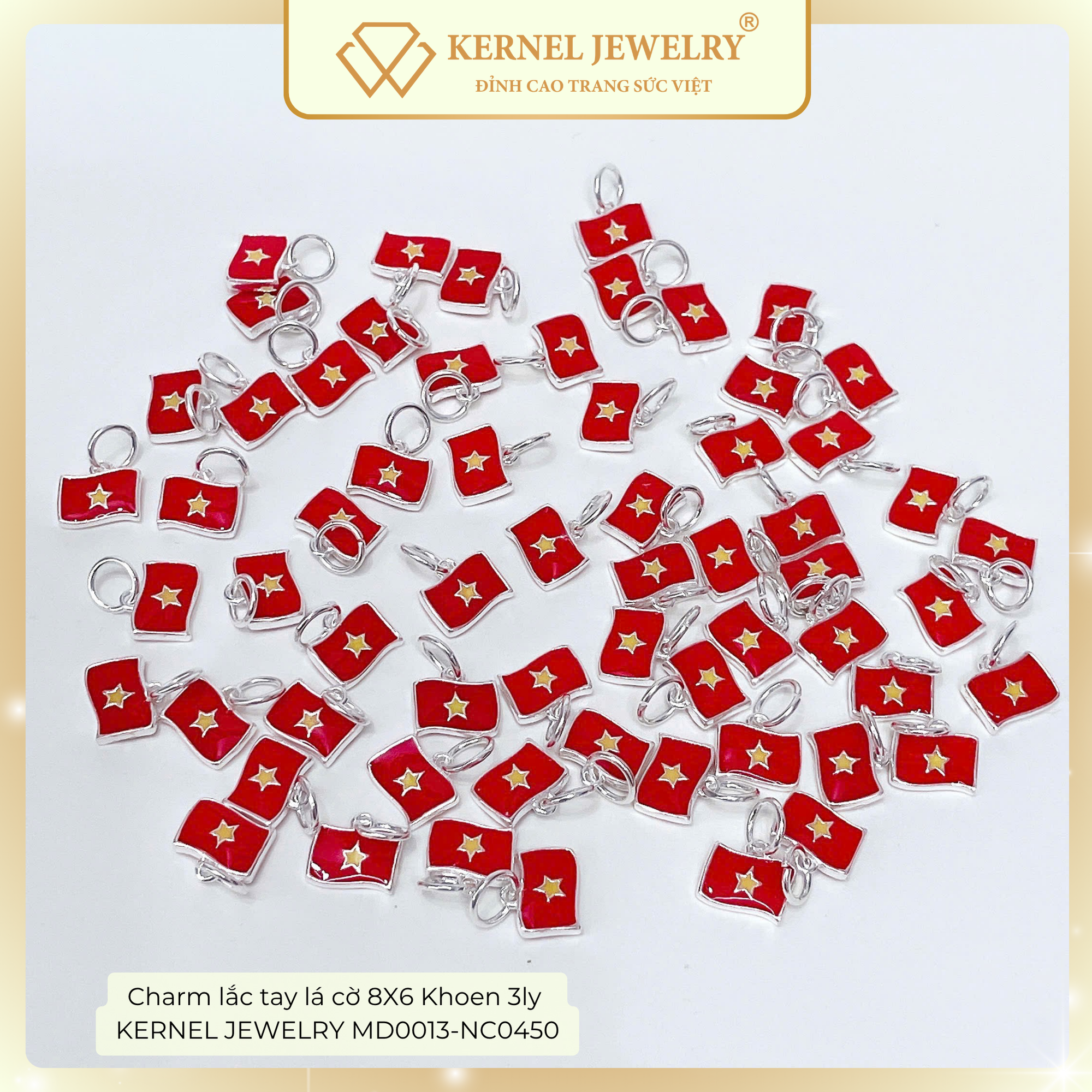 Charm lắc tay lá cờ 8X6 Khoen 3ly  KERNEL JEWELRY MD0013-NC0450-duoc-ban-tai-KERNEL JEWELRY ®️