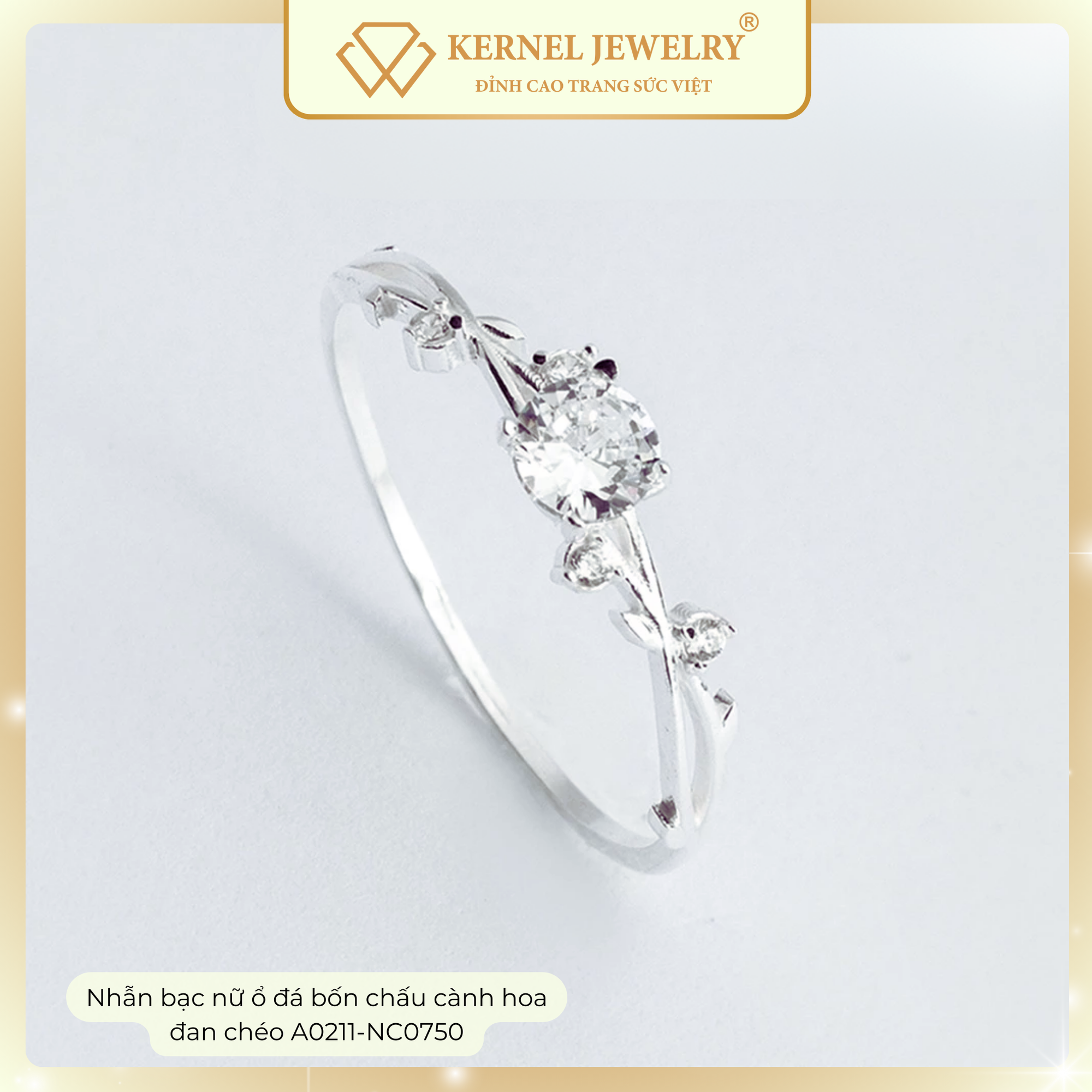 Nhẫn Bạc 925 cành hoa đan chéo KERNEL JEWELRY A0211-NC0750-duoc-ban-tai-KERNEL JEWELRY ®️