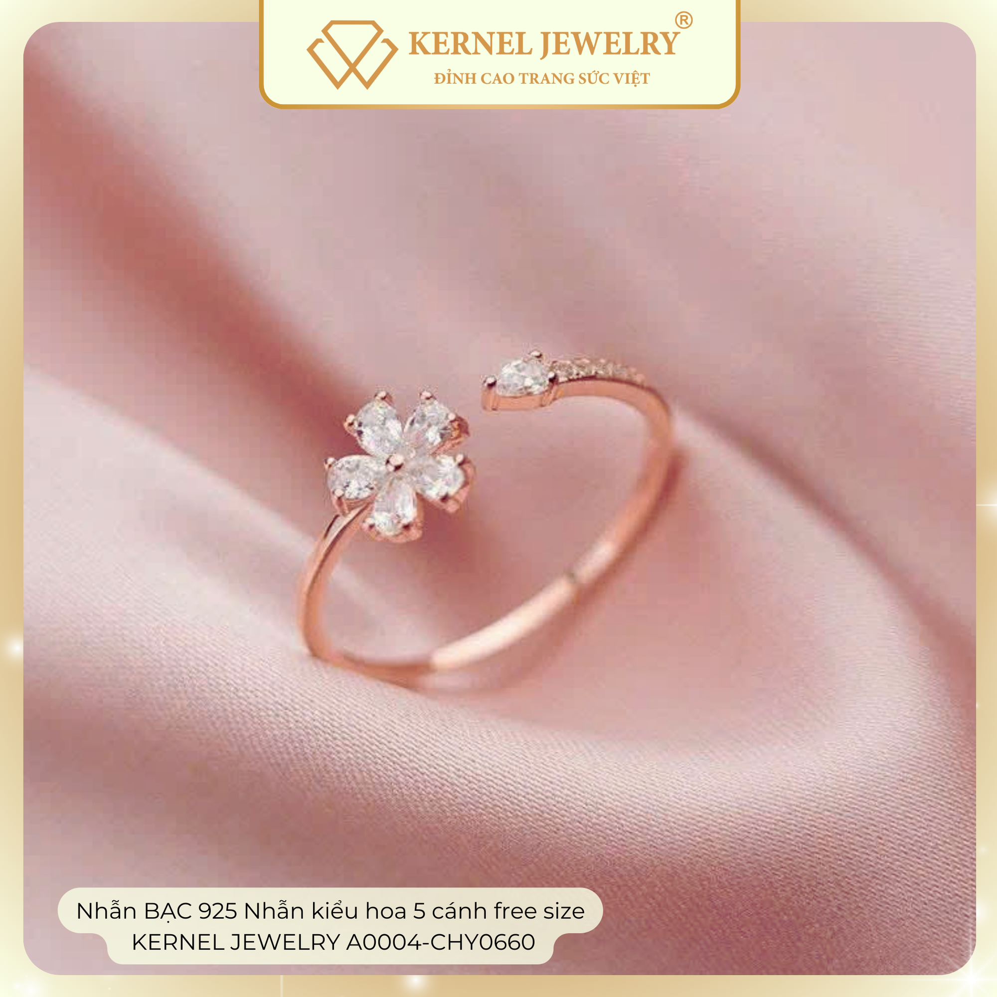 Nhẫn BẠC 925 Nhẫn kiểu hoa 5 cánh free size  KERNEL JEWELRY A0004-CHY0660-duoc-ban-tai-KERNEL JEWELRY ®️