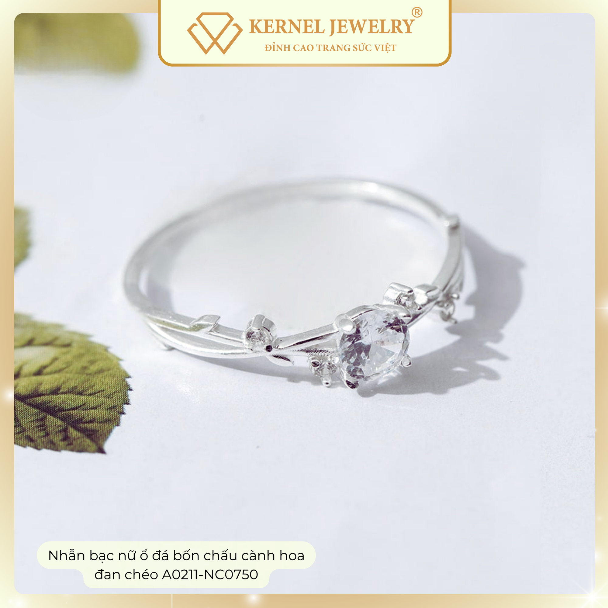 Nhẫn Bạc 925 cành hoa đan chéo KERNEL JEWELRY A0211-NC0750-duoc-ban-tai-KERNEL JEWELRY ®️