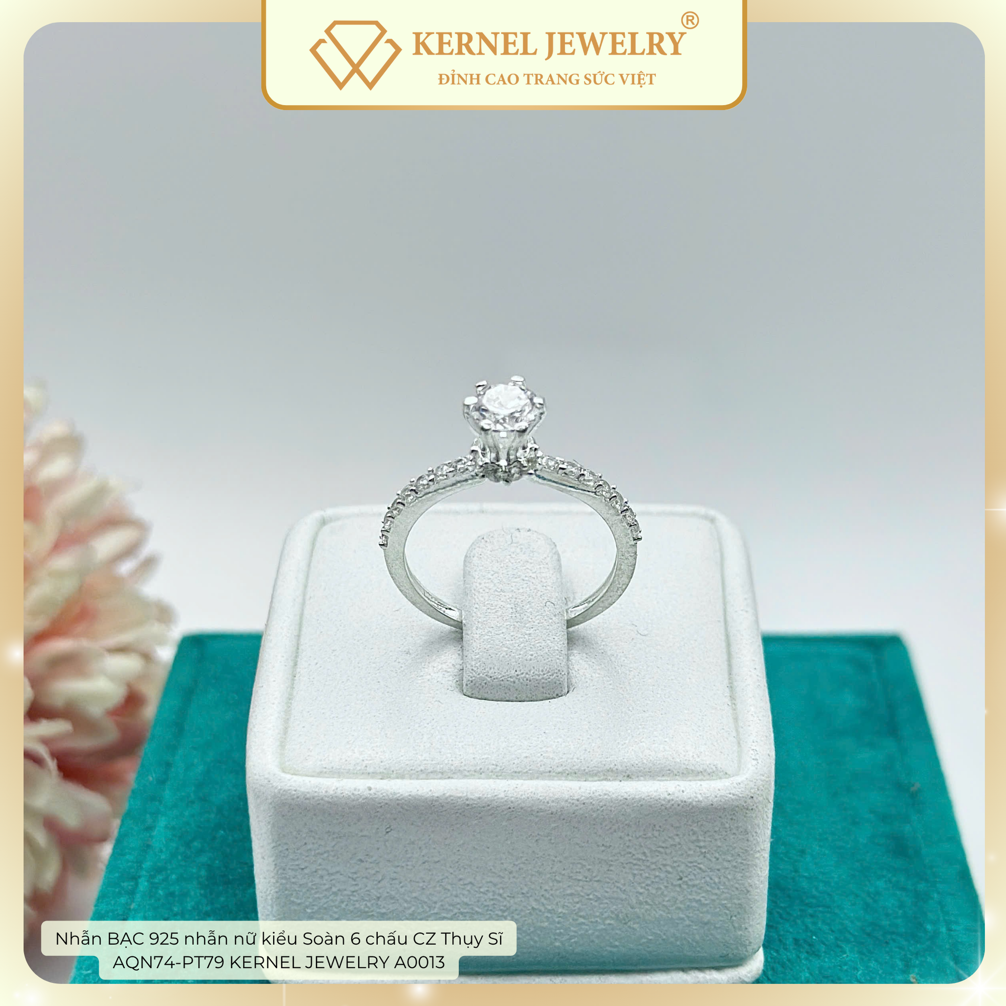 Nhẫn BẠC 925 nhẫn nữ kiểu Soàn 6 chấu CZ Thụy Sĩ  AQN74-PT79 KERNEL JEWELRY A0013-duoc-ban-tai-KERNEL JEWELRY ®️
