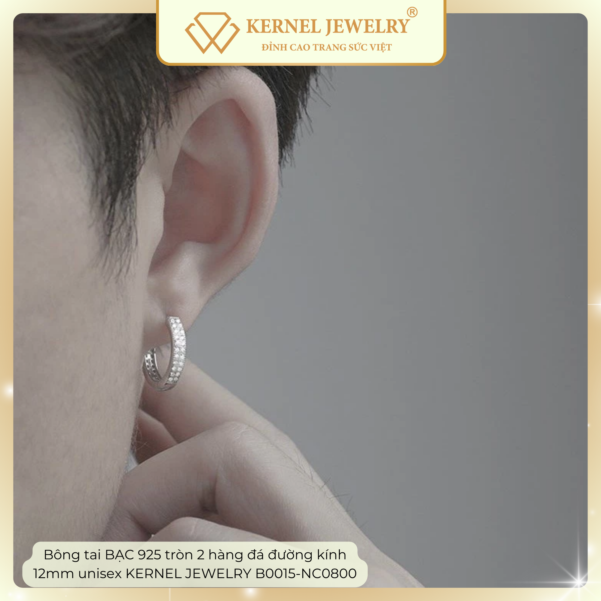 Bông tai BẠC 925 tròn 2 hàng đá bản 3ly đường kính 12mm unisex KERNEL JEWELRY B0015-NC0800-duoc-ban-tai-KERNEL JEWELRY ®️