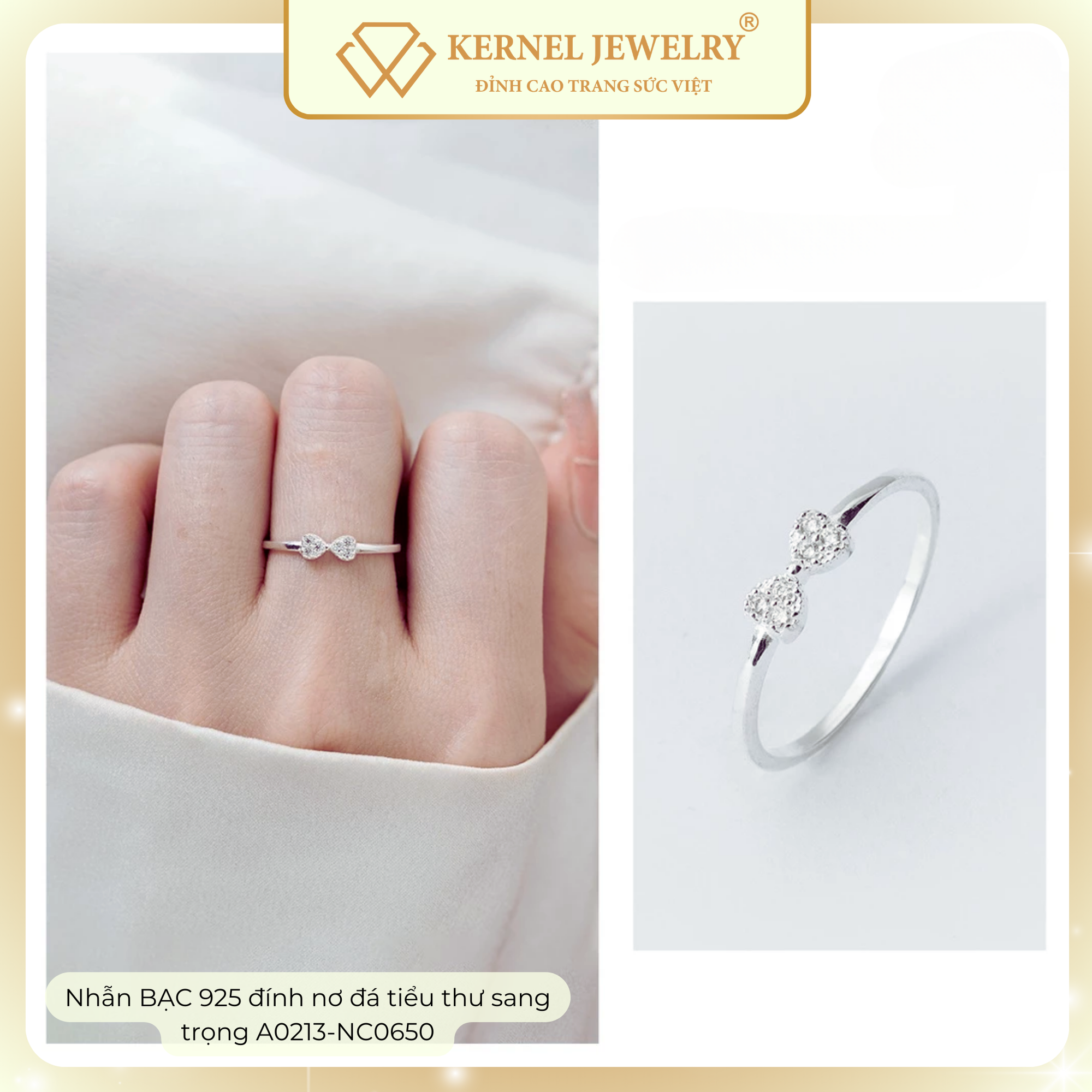 Nhẫn BẠC 925 đính nơ đá tiểu thư sang trọng A0213-NC0650-duoc-ban-tai-KERNEL JEWELRY ®️