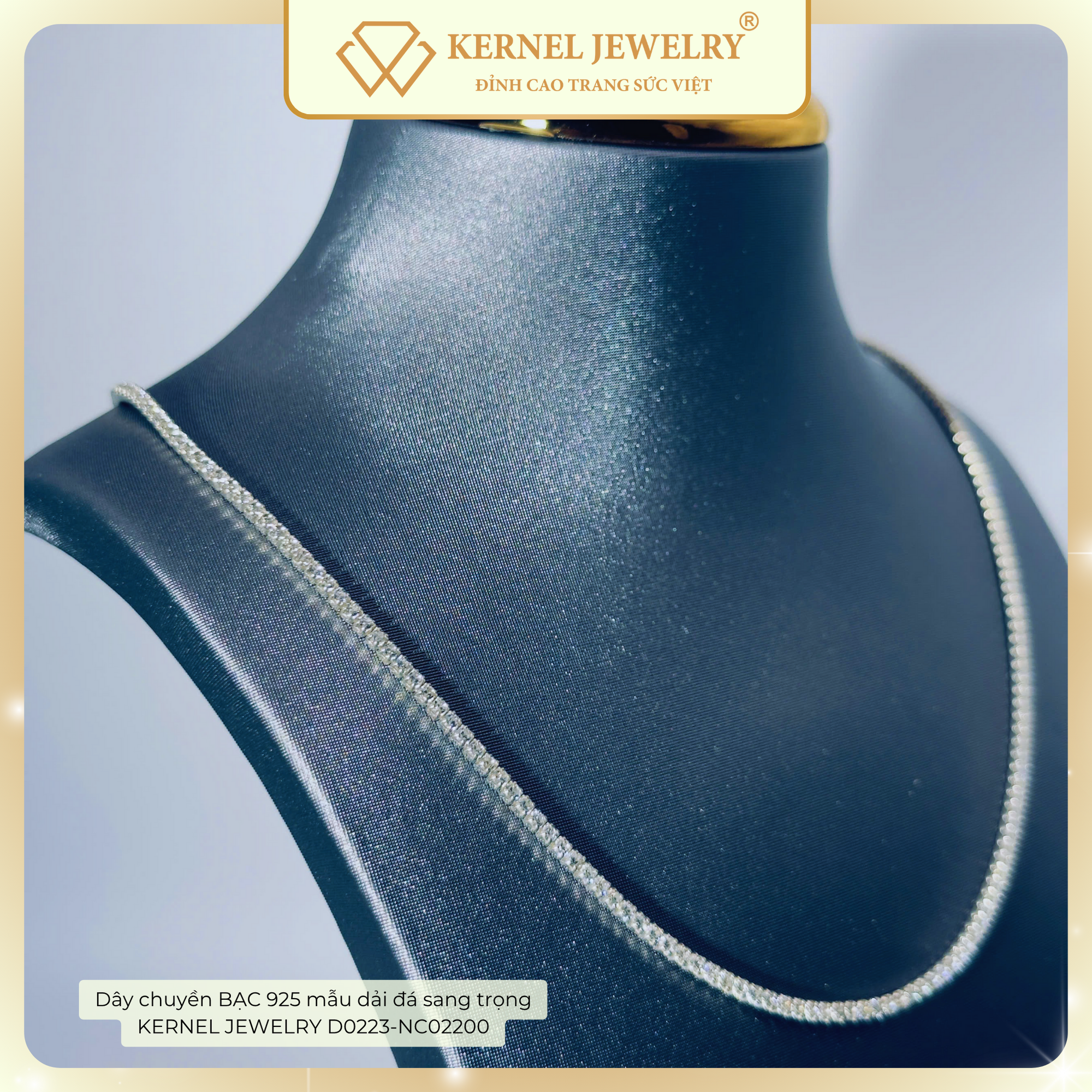 Dây chuyền BẠC 925 mẫu dải đá sang trọng KERNEL JEWELRY D0223-NC02200 42CM+5CM-duoc-ban-tai-KERNEL JEWELRY ®️