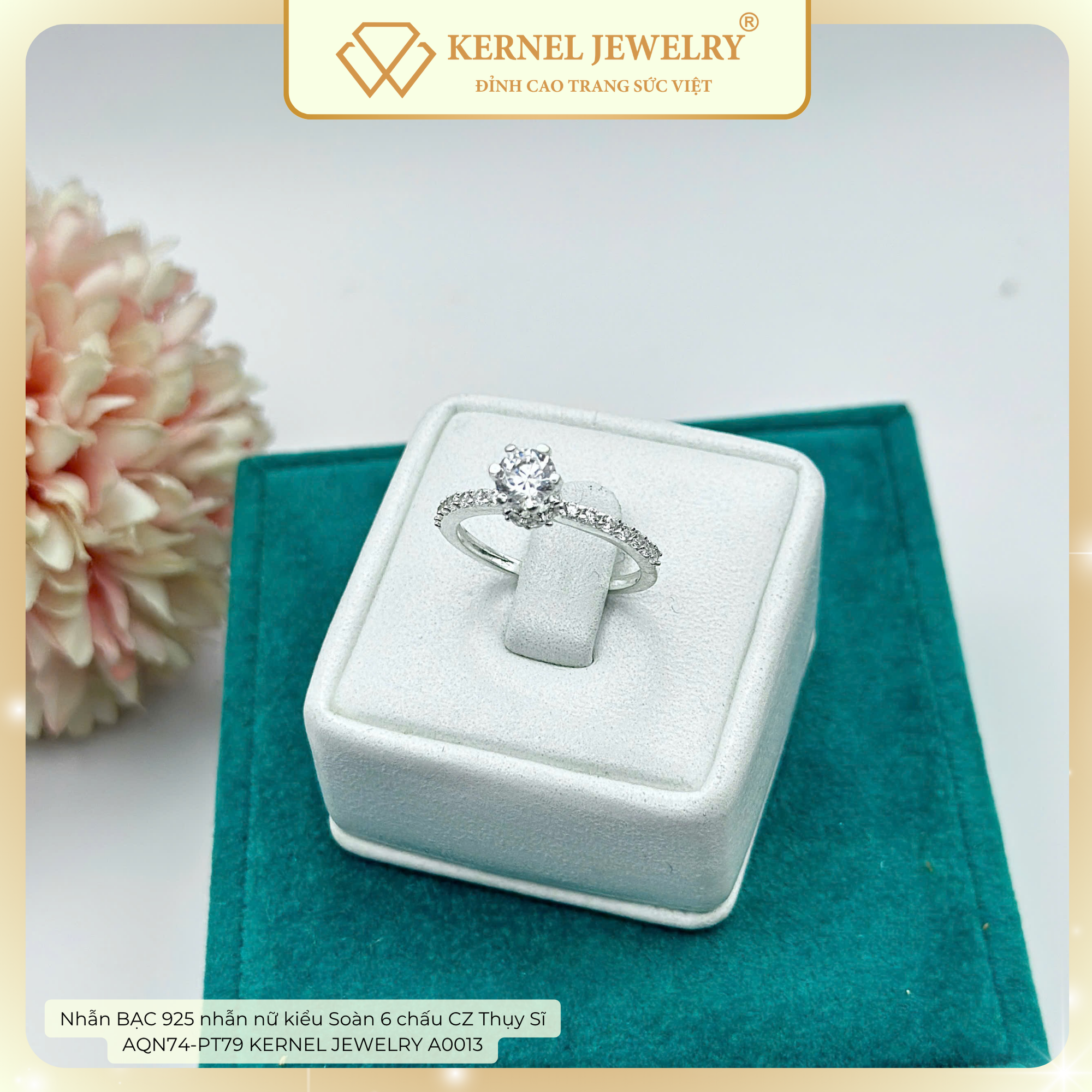 Nhẫn BẠC 925 nhẫn nữ kiểu Soàn 6 chấu CZ Thụy Sĩ  AQN74-PT79 KERNEL JEWELRY A0013-duoc-ban-tai-KERNEL JEWELRY ®️